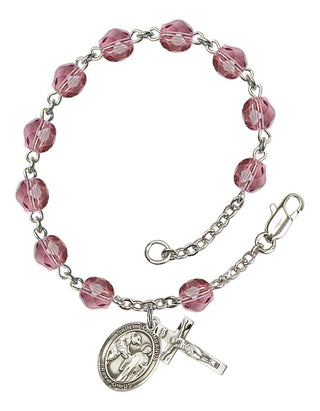 Saint Columbanus Engravable Rosary Bracelet with Amethyst Beads