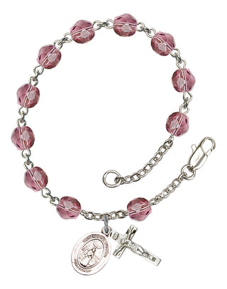 Saint Medard of Noyon Engravable Rosary Bracelet with Amethyst Beads