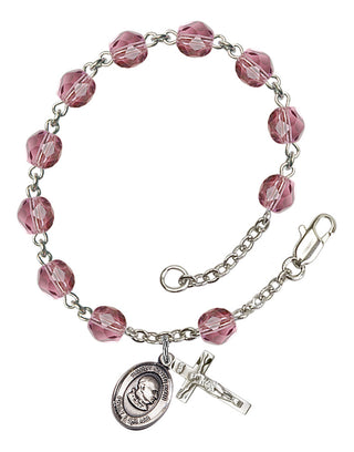 Saint John XXIII Engravable Rosary Bracelet with Amethyst Beads