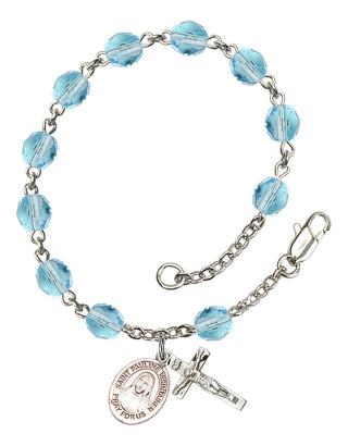 Saint Pauline Visintainer Engravable Rosary Bracelet with Aqua Beads