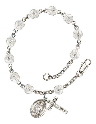 Saint Daniel Engravable Rosary Bracelet with Crystal Beads