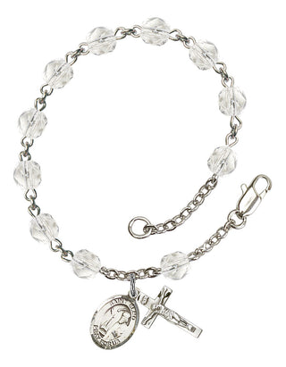 Saint Elmo Engravable Rosary Bracelet with Crystal Beads