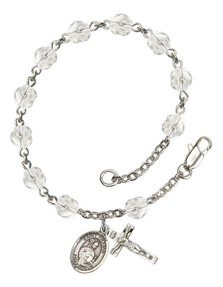 Saint Kilian Engravable Rosary Bracelet with Crystal Beads