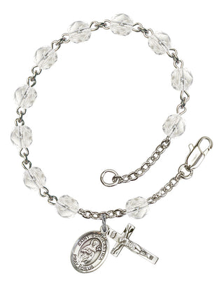Saint Scholastica Engravable Rosary Bracelet with Crystal Beads
