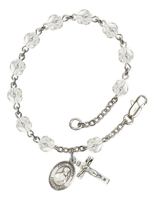 Saint Thomas the Apostle Engravable Rosary Bracelet with Crystal Beads