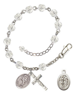 Adjustable Silver Plated 6mm Fire Polished Saint Sebastian/Martial Arts Rosary Bracelet in Crystal