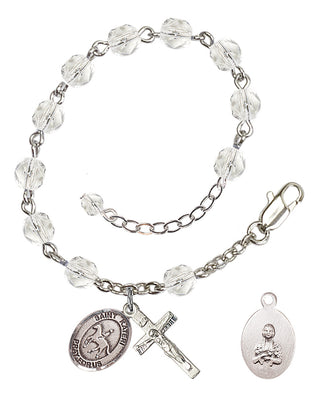Adjustable Silver Plated 6mm Fire Polished Saint Kateri/Equestrian Rosary Bracelet in Crystal