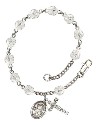 Our Lady of Perpetual Help Engravable Rosary Bracelet with Crystal Beads