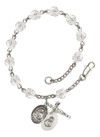 Our Lady of Mount Carmel Rosary Bracelet with Crystal Beads