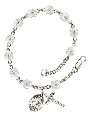 Saint Victoria Engravable Rosary Bracelet with Crystal Beads