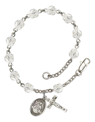 Saint Gabriel Possenti Engravable Rosary Bracelet with Crystal Beads