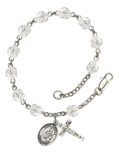 Saint Angela Merici Engravable Rosary Bracelet with Crystal Beads