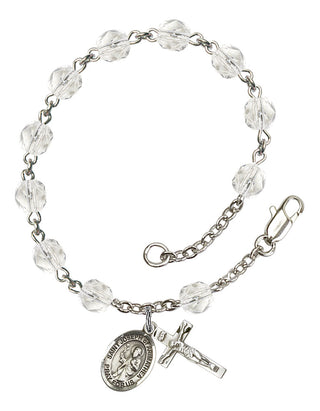 Saint Joseph of Arimathea Engravable Rosary Bracelet with Crystal Beads