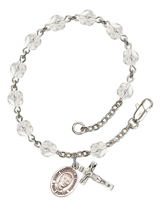 Saint Hannibal Engravable Rosary Bracelet with Crystal Beads
