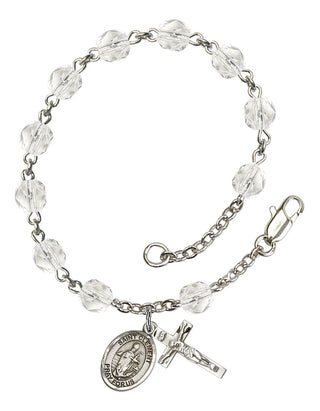 Saint Clement Engravable Rosary Bracelet with Crystal Beads