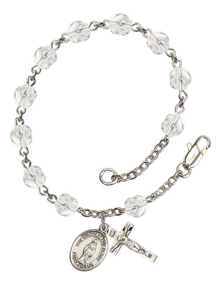 Virgin of the Globe Engravable Rosary Bracelet with Crystal Beads