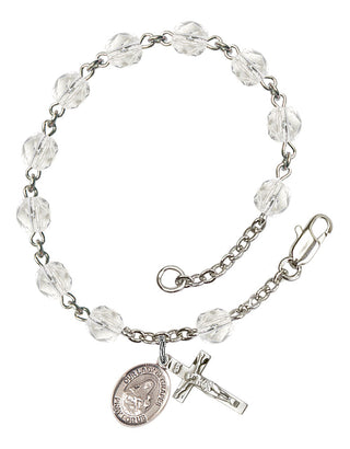 Our Lady of Grapes Engravable Rosary Bracelet with Crystal Beads