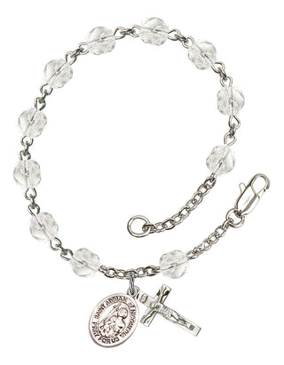 Saint Adrian of Nicomedia Engravable Rosary Bracelet with Crystal Beads