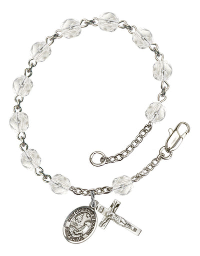 Saint Catherine of Bologna Engravable Rosary Bracelet with Crystal Beads