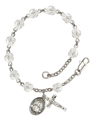 Saint John Chrysostom Engravable Rosary Bracelet with Crystal Beads