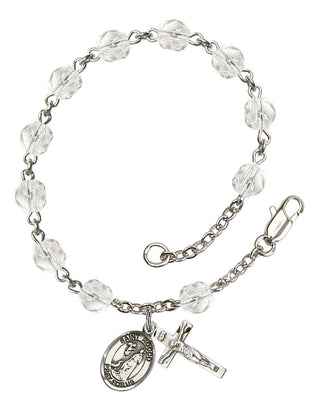 Saint Rocco Engravable Rosary Bracelet with Crystal Beads