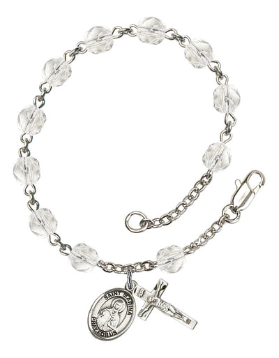 Saint Marina Engravable Rosary Bracelet with Crystal Beads