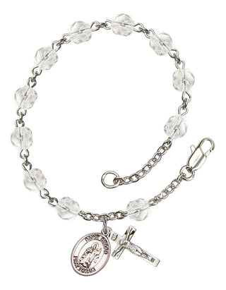 Saint Drogo Engravable Rosary Bracelet with Crystal Beads