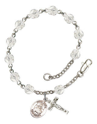 Saint Daria Engravable Rosary Bracelet with Crystal Beads