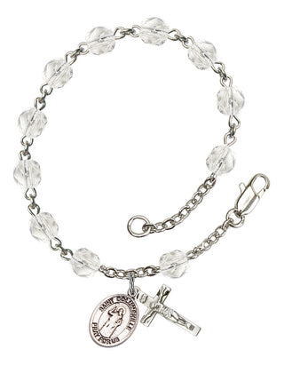 Saint Columbkille Engravable Rosary Bracelet with Crystal Beads