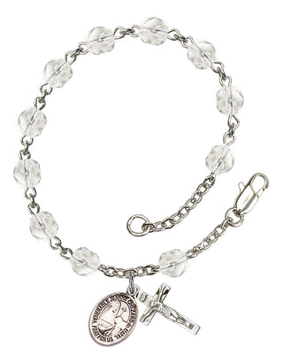 Saint Jeanne Chezard de Matel Engravable Rosary Bracelet with Crystal Beads