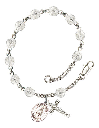 Saint Eligius Engravable Rosary Bracelet with Crystal Beads