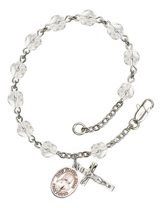 Saint Jeanne Jugan Engravable Rosary Bracelet with Crystal Beads