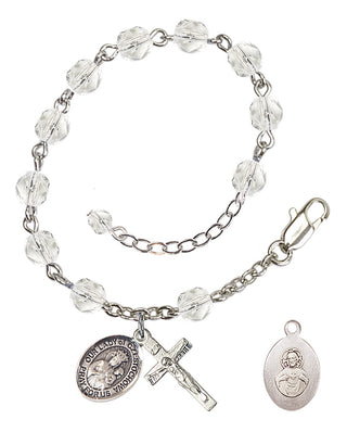 Adjustable Silver Plated 6mm Fire Polished Our Lady of Czestochowa Rosary Bracelet in Crystal