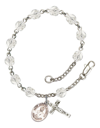 Saint Joseph Marello Engravable Rosary Bracelet with Crystal Beads