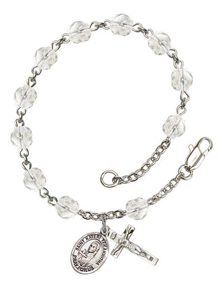 Saint Kateri Tekakwitha Engravable Rosary Bracelet with Crystal Beads