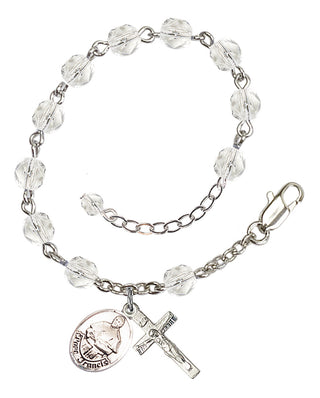 Adjustable Silver Plated 6mm Fire Polished Pope Francis Rosary Bracelet in Crystal