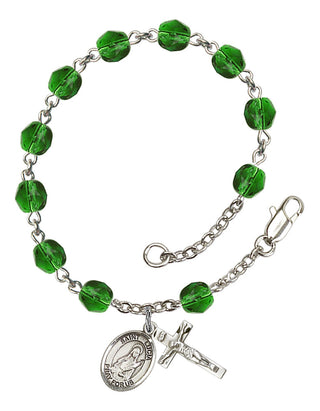 Saint Lucia of Syracuse Engravable Rosary Bracelet with Emerald Beads