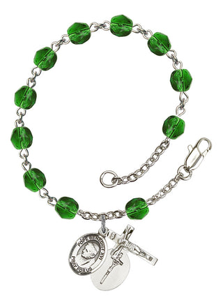 Pope Emeritace Benedict XVI Rosary Bracelet with Emerald Beads