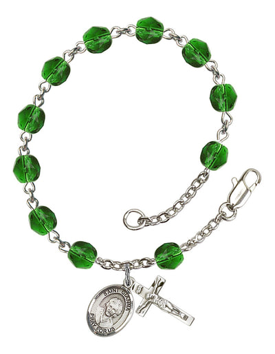 Saint Gianna Beretta Molla Engravable Rosary Bracelet with Emerald Beads