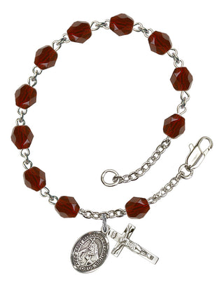 Saint Margaret of Cortona Engravable Rosary Bracelet with Garnet Beads