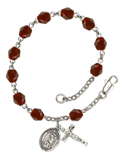 Saint Regina Engravable Rosary Bracelet with Garnet Beads