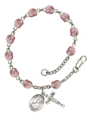Saint Benjamin Engravable Rosary Bracelet with Lite Amethyst Beads