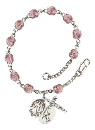 Saint Joseph of Cupertino Rosary Bracelet with Lite Amethyst Beads