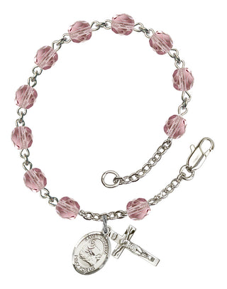 Saint Joshua Engravable Rosary Bracelet with Lite Amethyst Beads