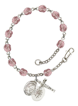 Miraculous Engravable Rosary Bracelet with Lite Amethyst Beads