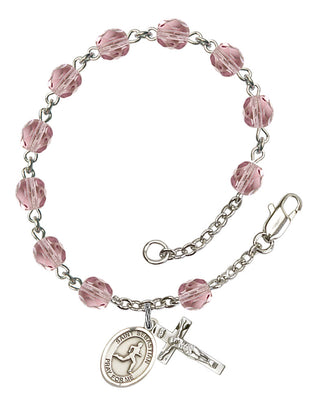Saint Sebastian and Track & Field Rosary Bracelet with Lite Amethyst Beads
