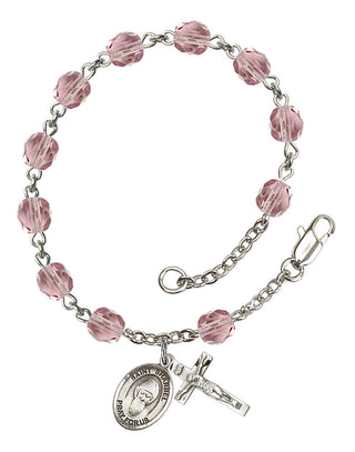 Saint Sharbel Engravable Rosary Bracelet with Lite Amethyst Beads