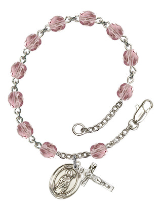 Saint Ronan Engravable Rosary Bracelet with Lite Amethyst Beads