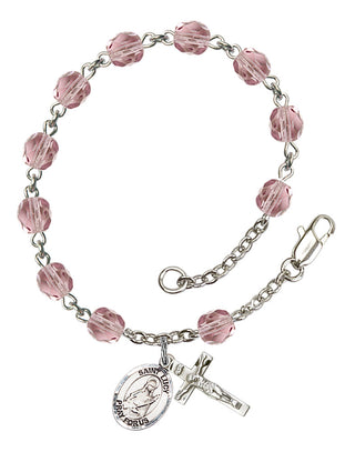 Saint Lucy Engravable Rosary Bracelet with Lite Amethyst Beads