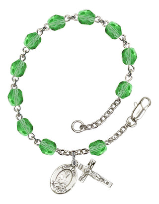 Saint Louis Engravable Rosary Bracelet with Peridot Beads